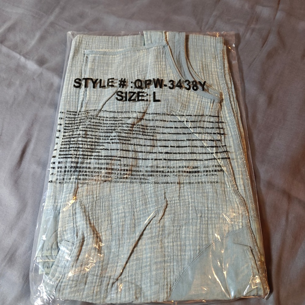 Zenana‎ Blue Grey Washed Double Gauze Wide Leg Tie Back Overalls Large - Picture 10 of 10